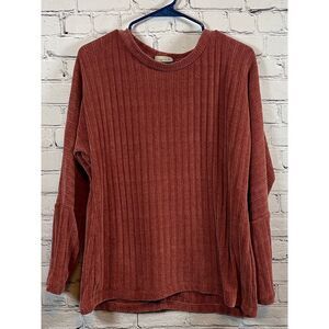 Chenault Ribbed‎ Long Sleeve Sweater Rust Orange Cozy Fall Winter Top Size L
